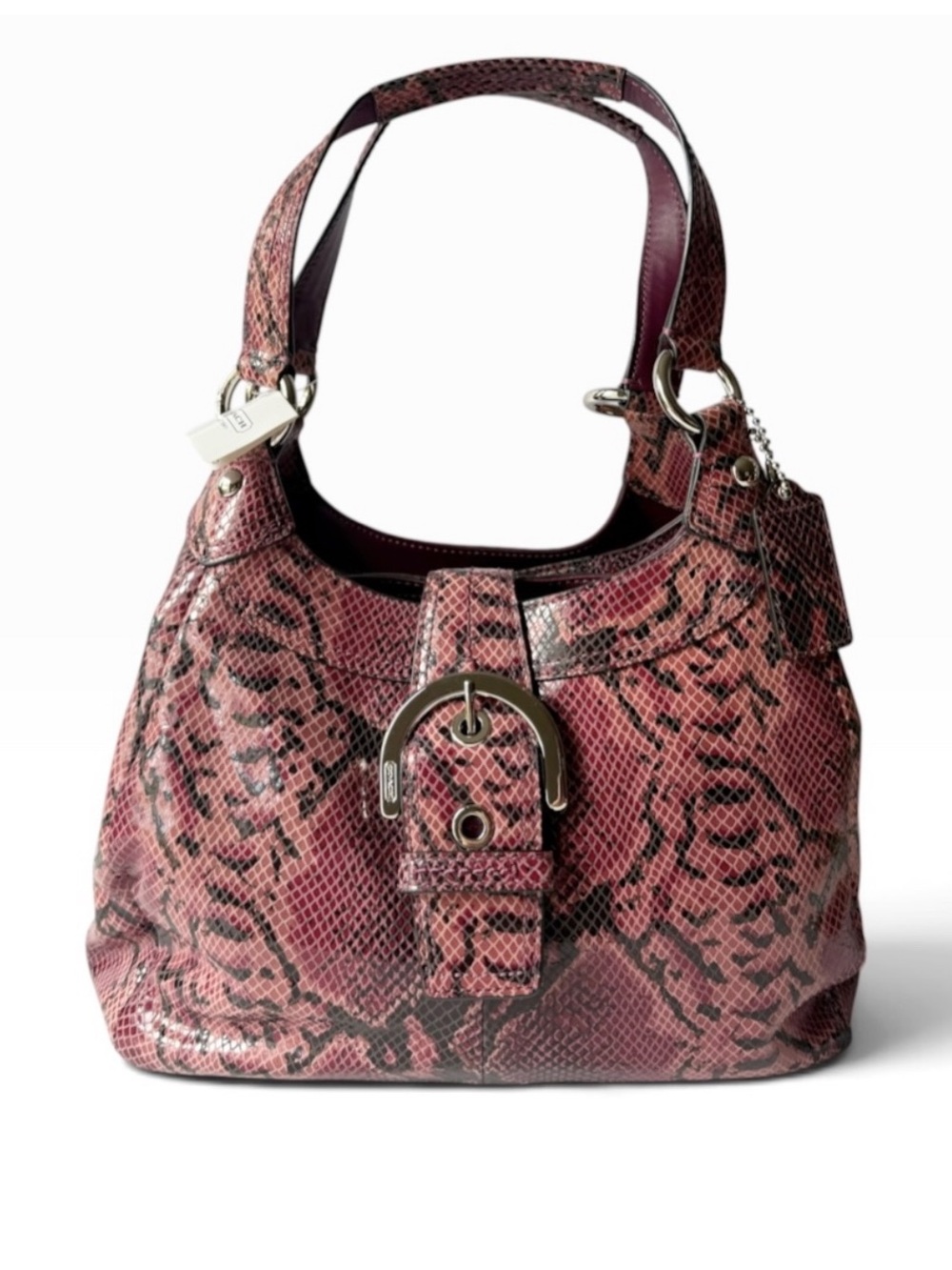 Coach Soho Lynn Pink Python Snake Embossed Leather Shoulder Purse F17419 NEW Y2K